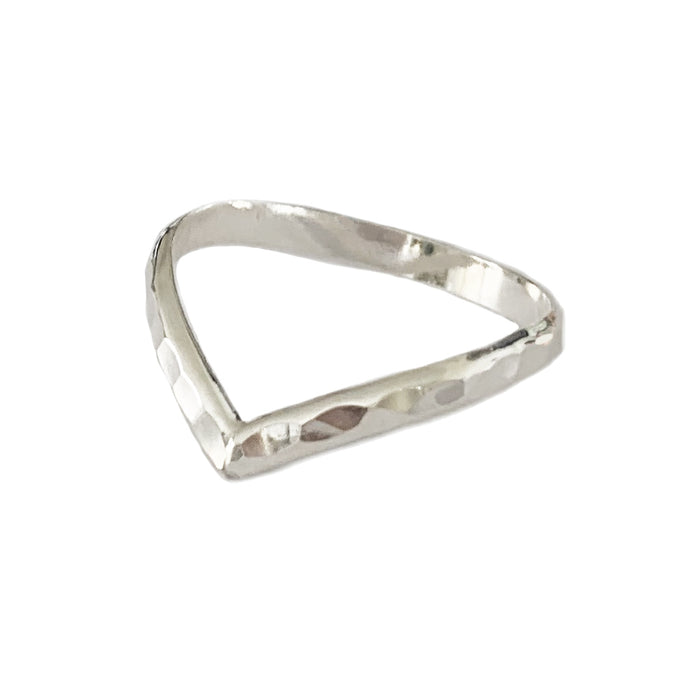 Hammered Chevron Sterling Band