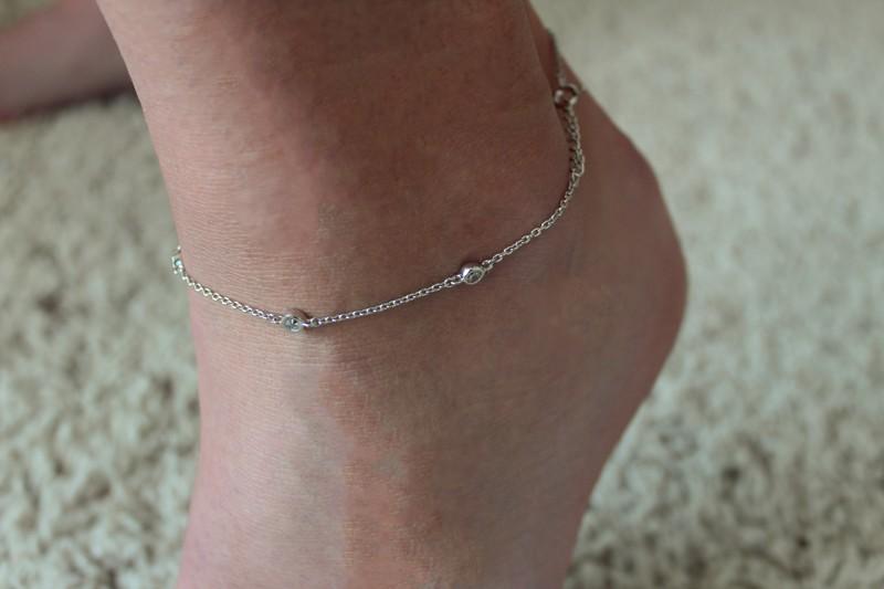 Bevel Set CZ Sterling Anklet - 3 Pack